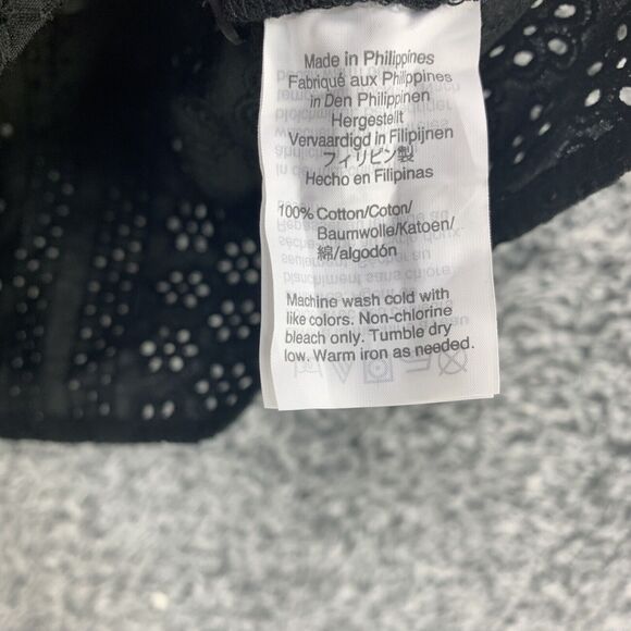 Madewell Peasant Top Eyelet Black Long Bubble Sleeve XS Boho Oversized - Picture 8 of 9